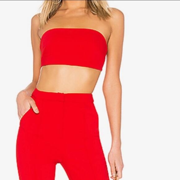 Revolve By The Way Red Strapless Zip-Back Crop Top Women's Size Small - Picture 1 of 6